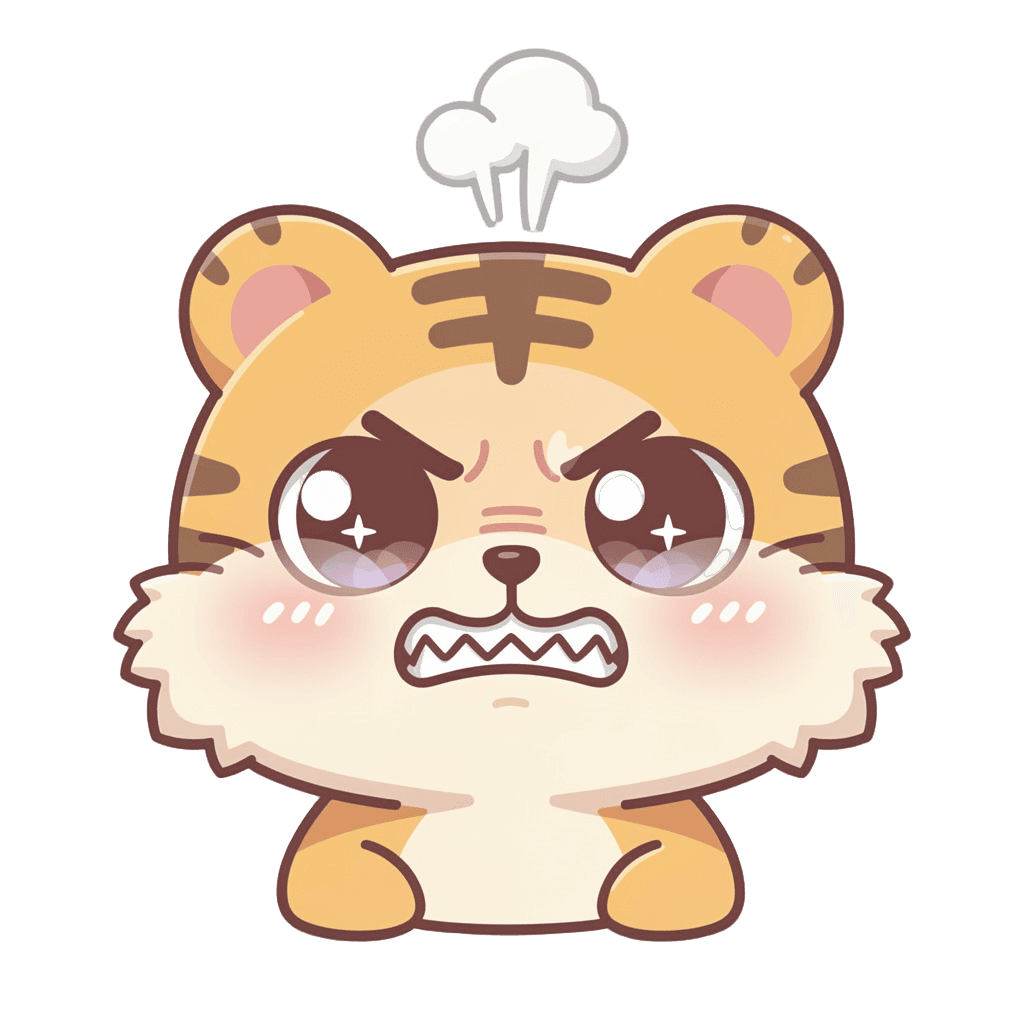 Tiger — angry Tiger Twitch emote — angry, Kawaii style