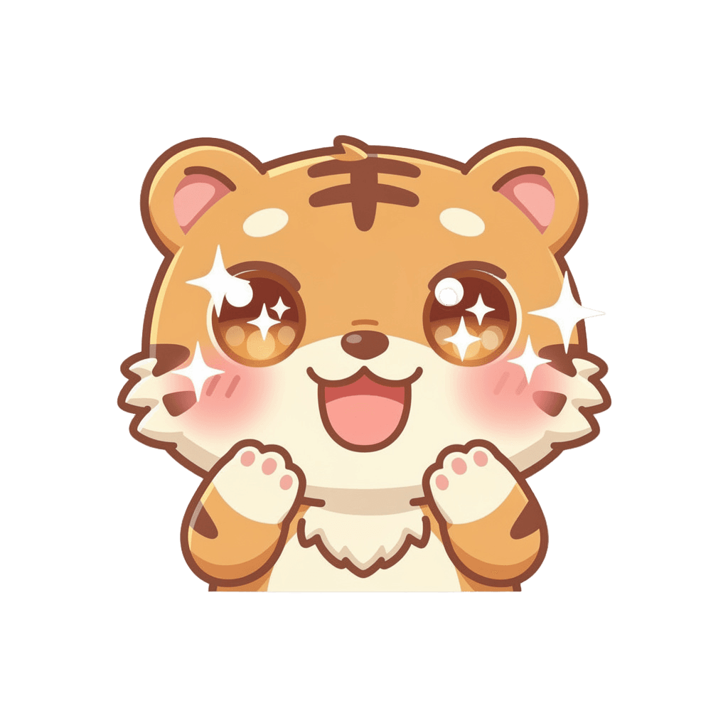 Tiger — happy Tiger Twitch emote — happy, Kawaii style