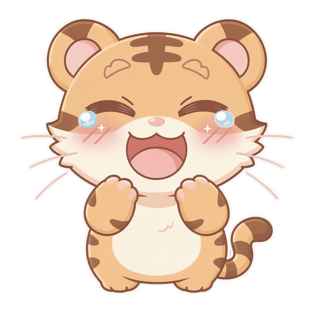 Tiger — laughing Tiger Twitch emote — laughing, Kawaii style