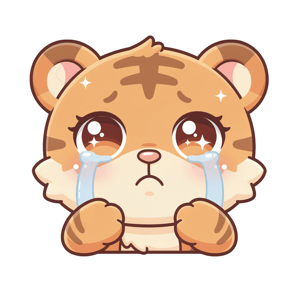 Tiger — sad Tiger Twitch emote — sad, Kawaii style