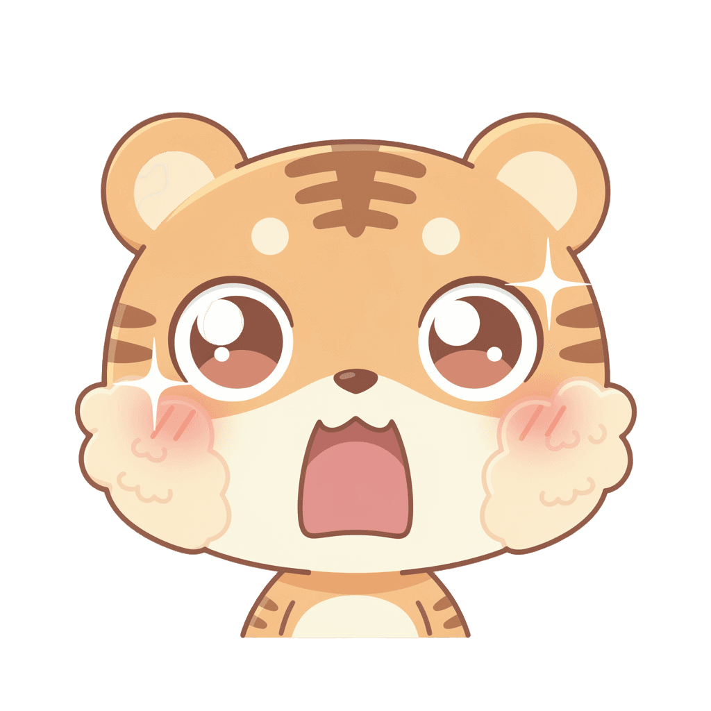 Tiger — surprised Tiger Twitch emote — surprised, Kawaii style