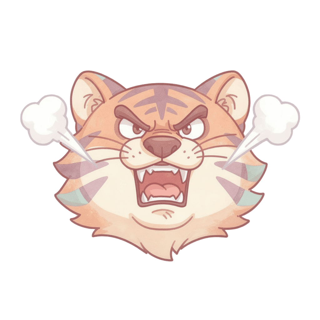 Tiger — angry Tiger Twitch emote — angry, Pastel style