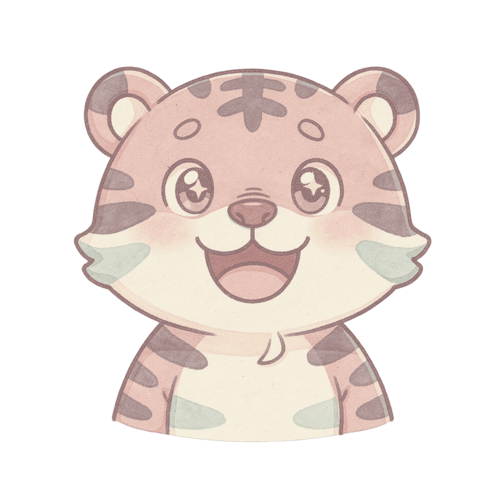 Tiger — happy Tiger Twitch emote — happy, Pastel style