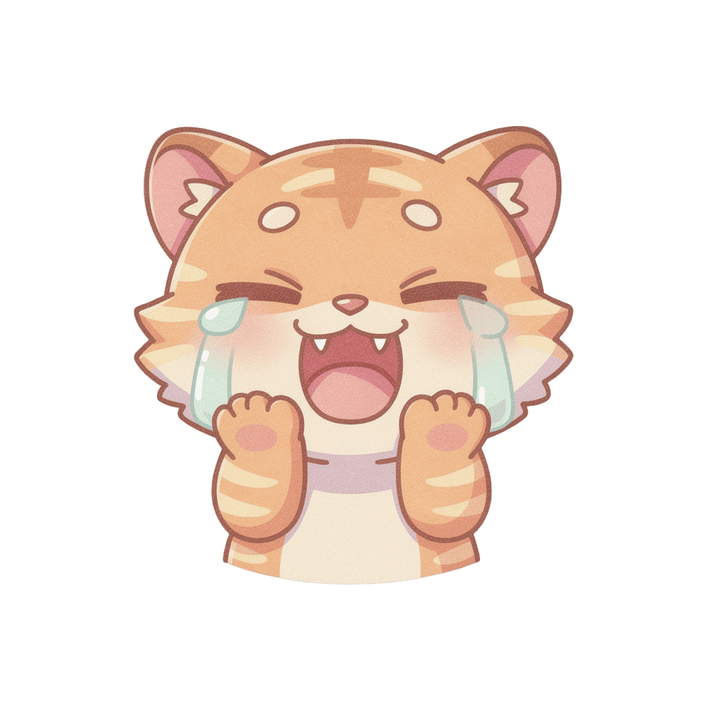 Tiger — laughing Tiger Twitch emote — laughing, Pastel style