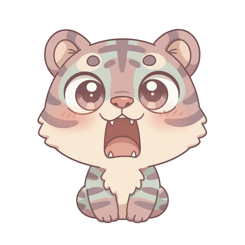 Tiger — surprised Tiger Twitch emote — surprised, Pastel style