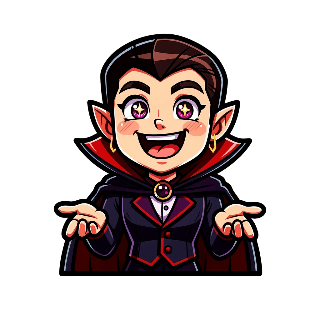 Vampire — happy Vampire Twitch emote — happy, Cartoon style