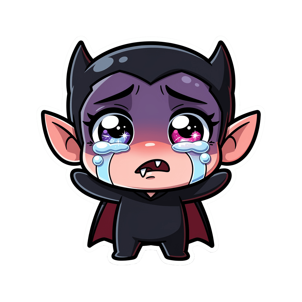 Vampire — sad Vampire Twitch emote — sad, Cartoon style