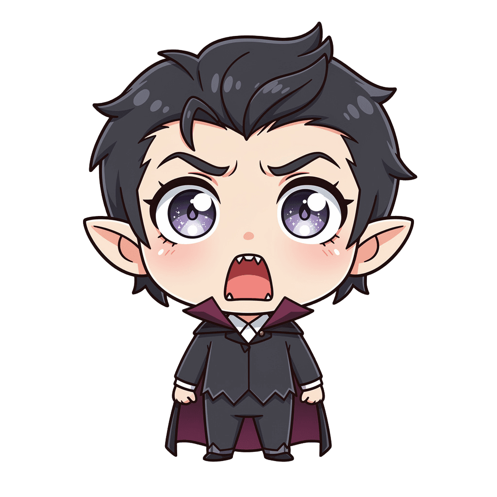 Vampire — surprised Vampire Twitch emote — surprised, Chibi style