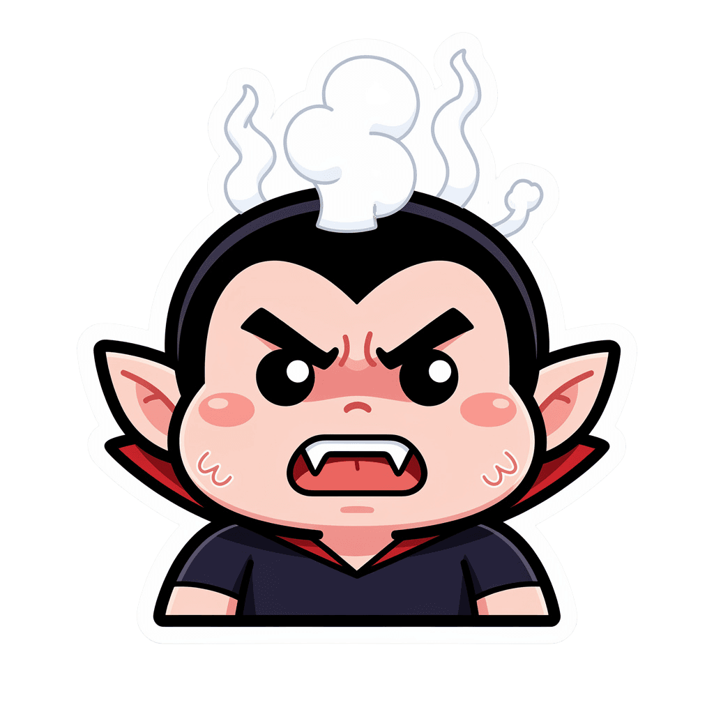 Vampire — angry Vampire Twitch emote — angry, Sticker style