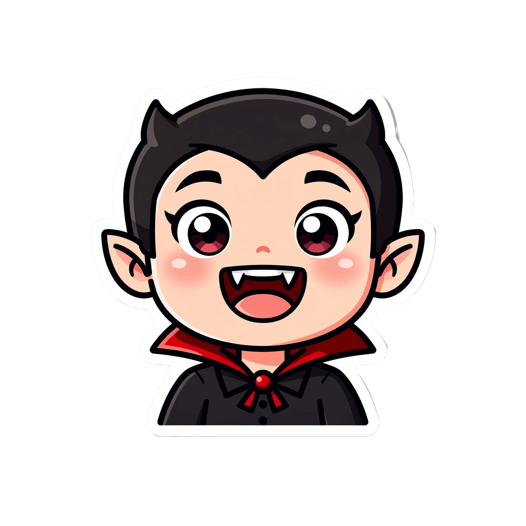 Vampire — happy Vampire Twitch emote — happy, Sticker style