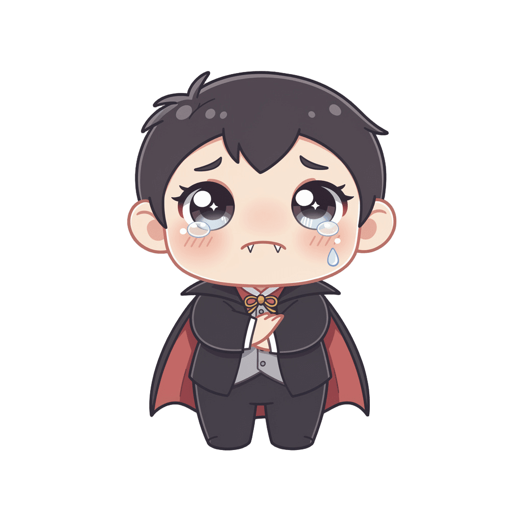 Vampire — sad Vampire Twitch emote — sad, Kawaii style