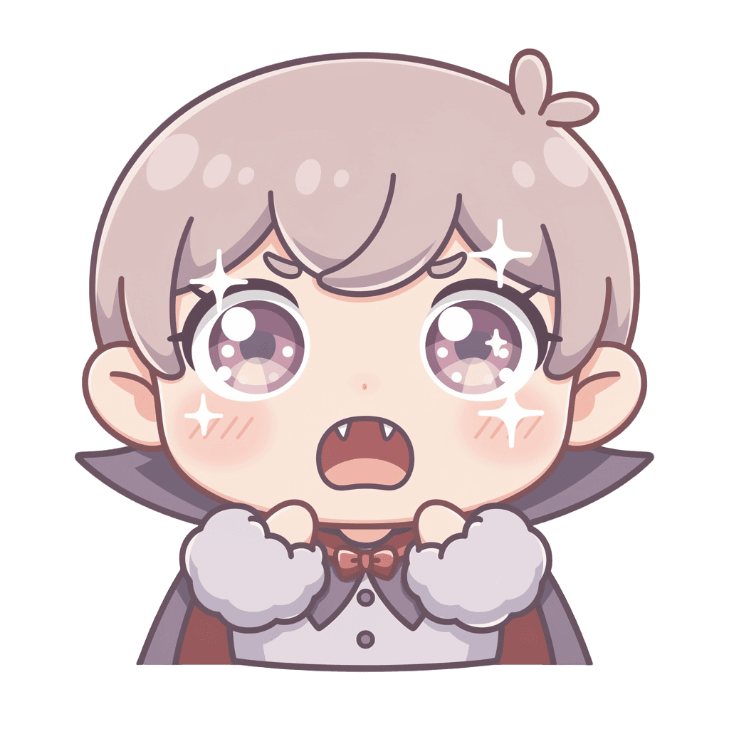 Vampire — surprised Vampire Twitch emote — surprised, Kawaii style