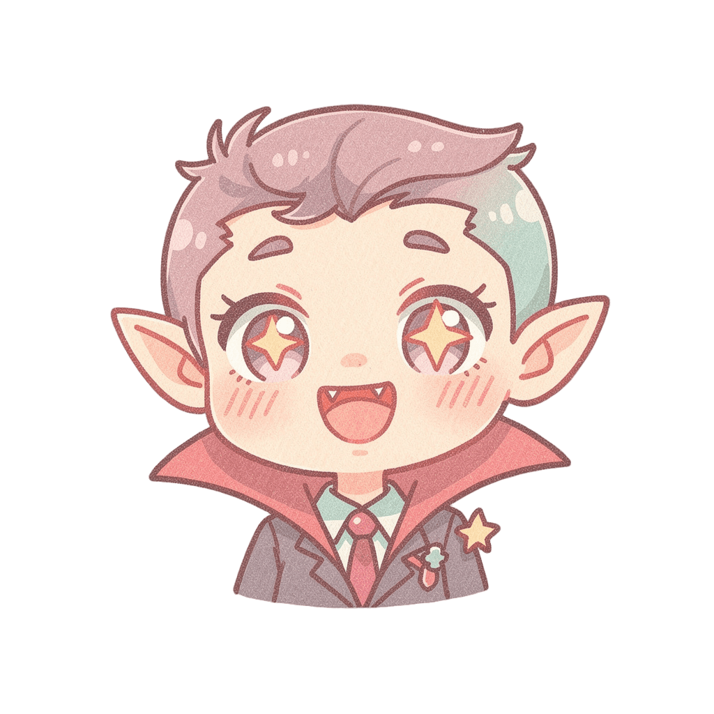 Vampire — happy Vampire Twitch emote — happy, Pastel style