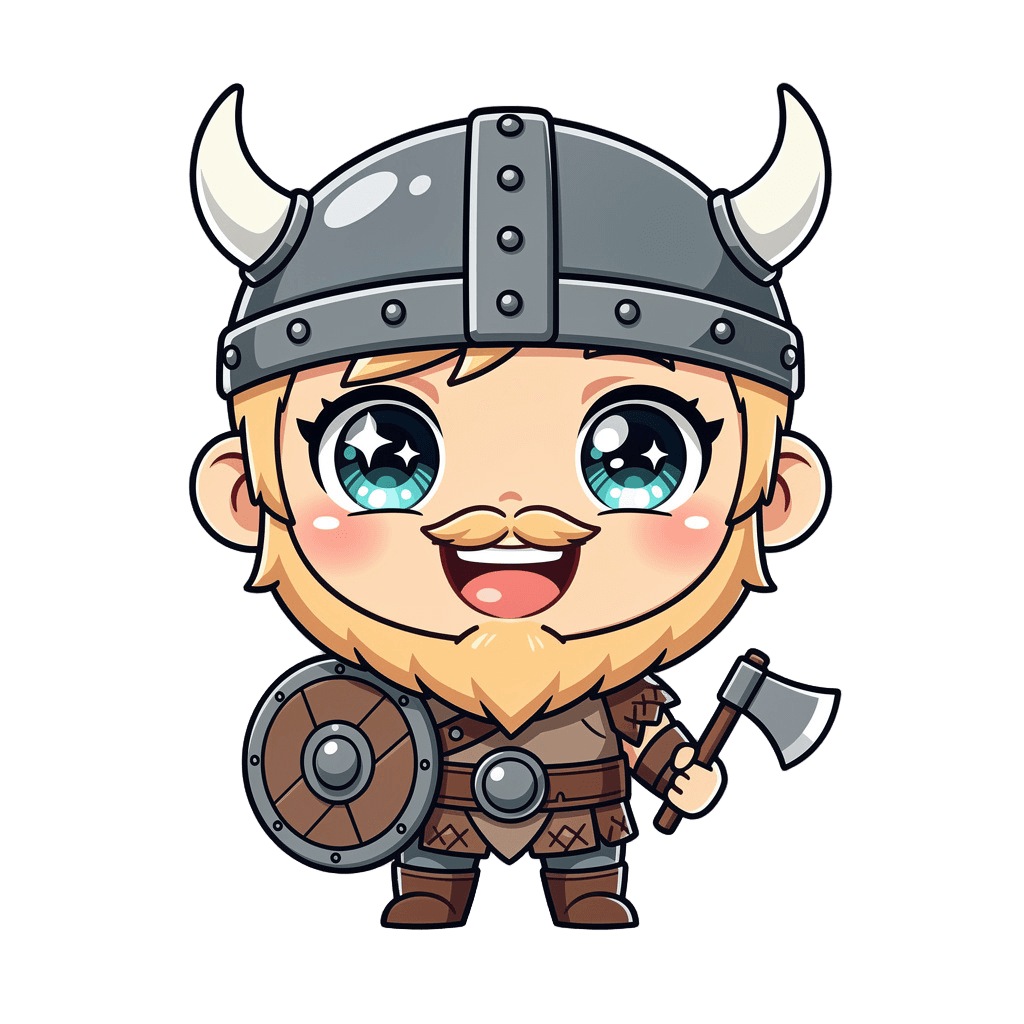 Viking — happy Viking Twitch emote — happy, Chibi style