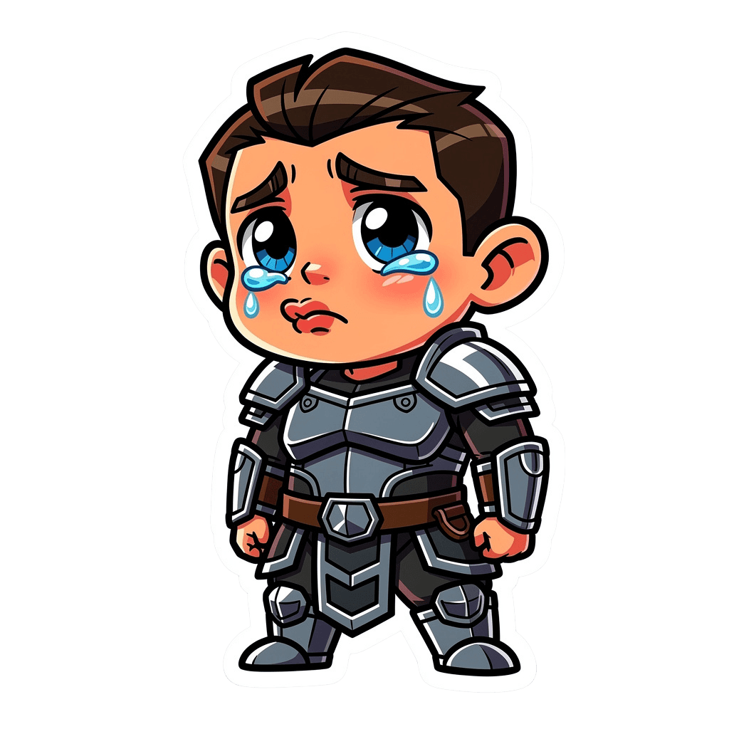 Warrior — sad Warrior Twitch emote — sad, Cartoon style