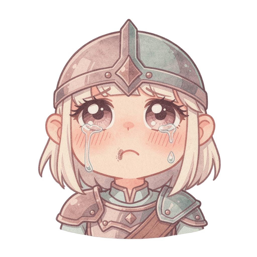 Warrior — sad Warrior Twitch emote — sad, Pastel style