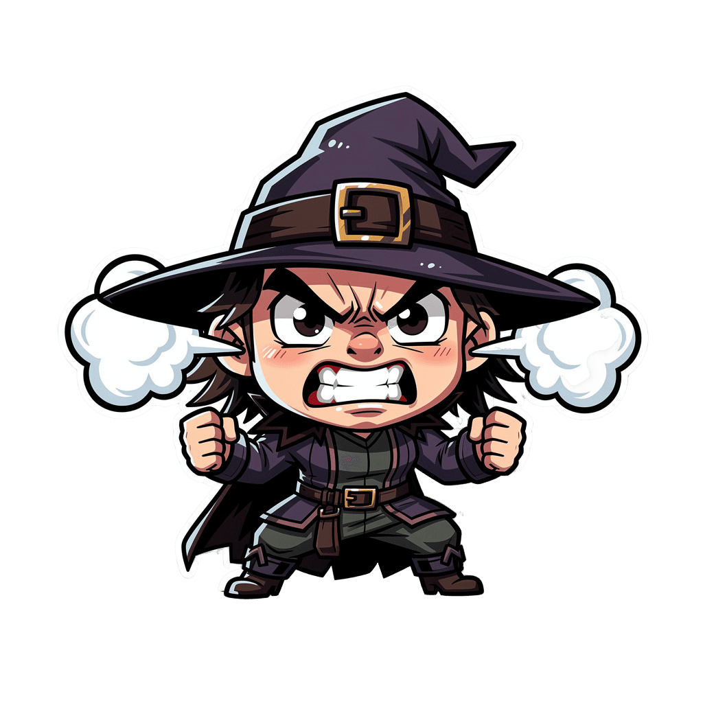 Witch — angry Witch Twitch emote — angry, Cartoon style