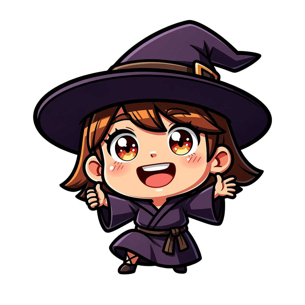 Witch — happy Witch Twitch emote — happy, Cartoon style