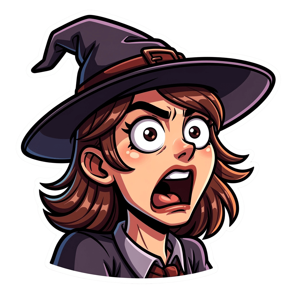 Witch — surprised Witch Twitch emote — surprised, Cartoon style