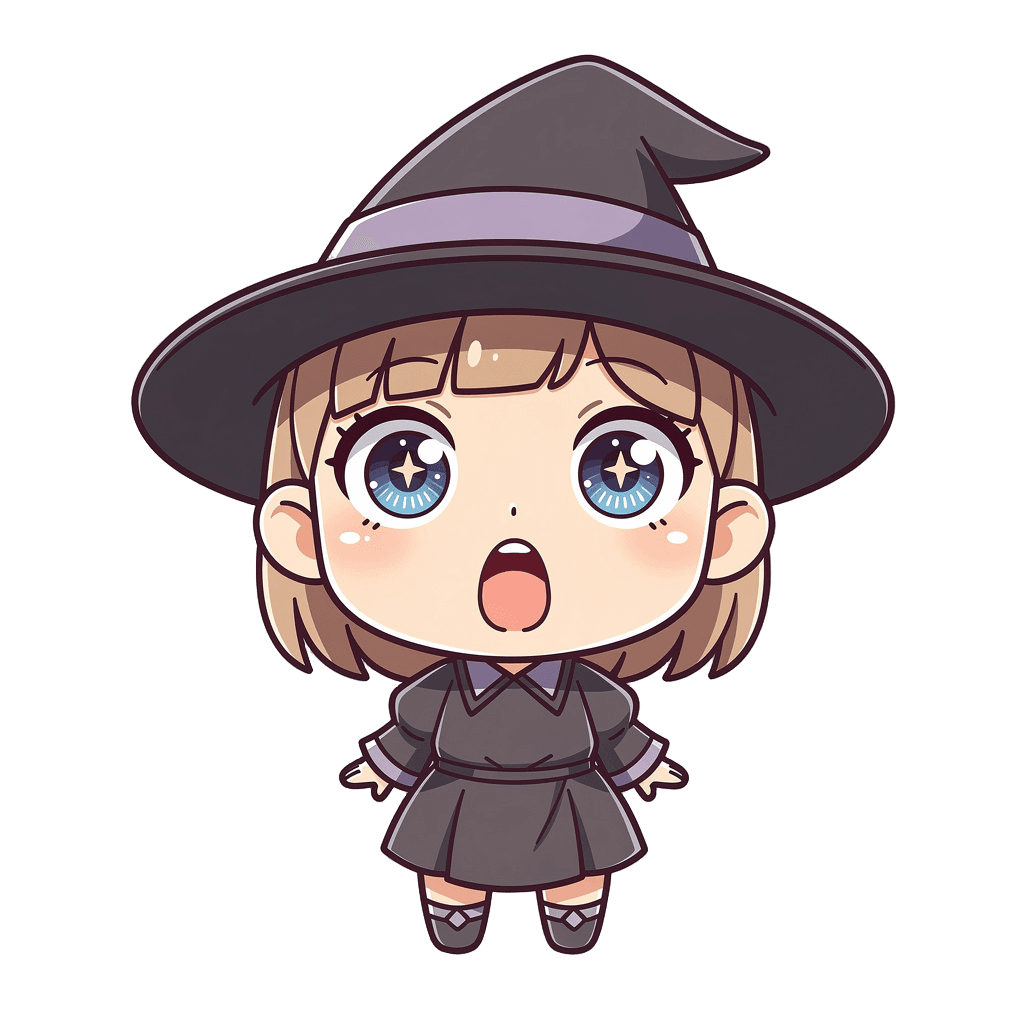 Witch — surprised Witch Twitch emote — surprised, Chibi style