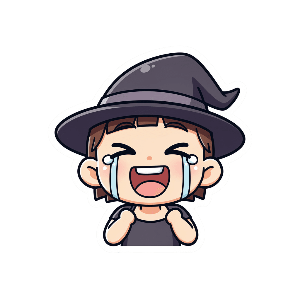 Witch — laughing Witch Twitch emote — laughing, Sticker style