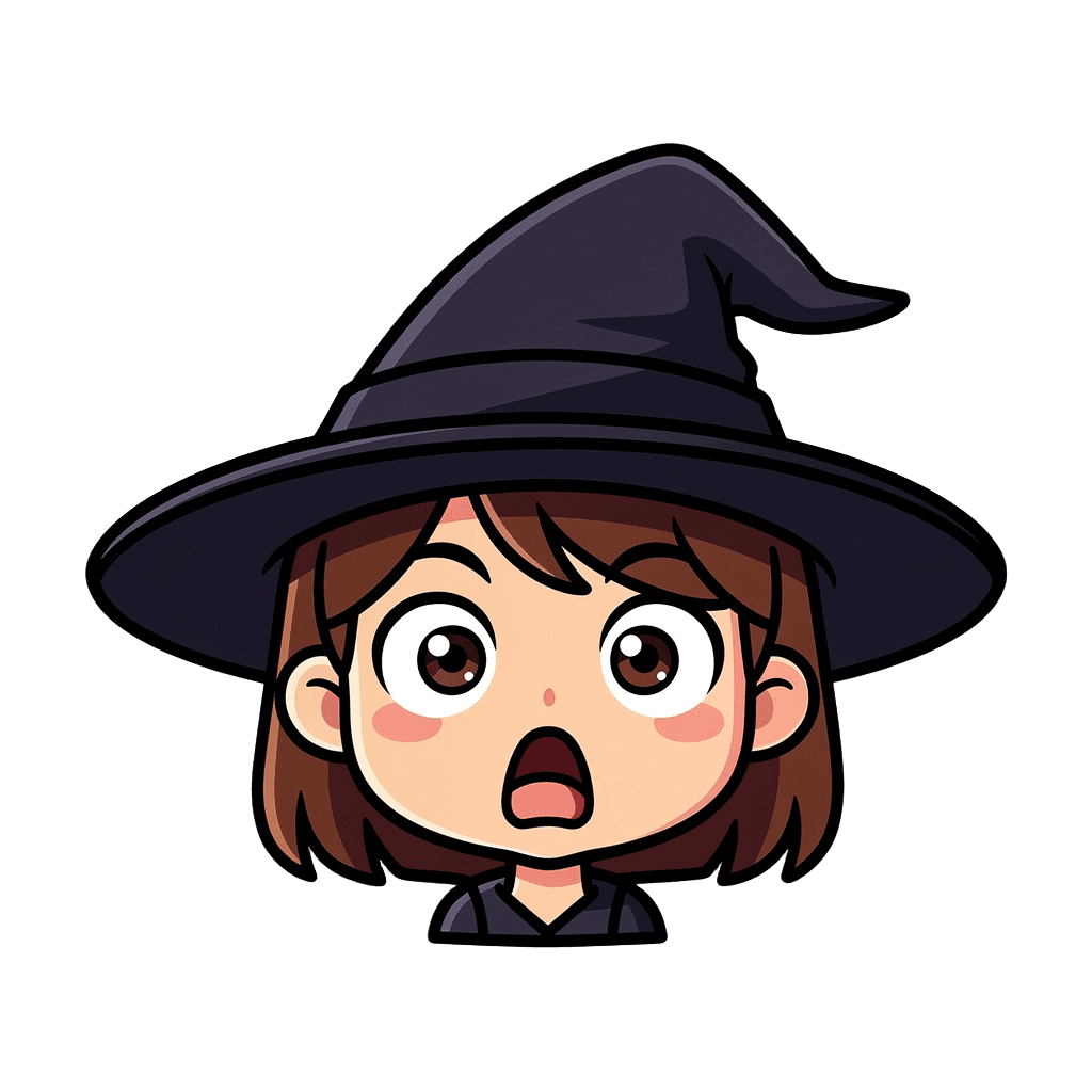 Witch — surprised Witch Twitch emote — surprised, Sticker style