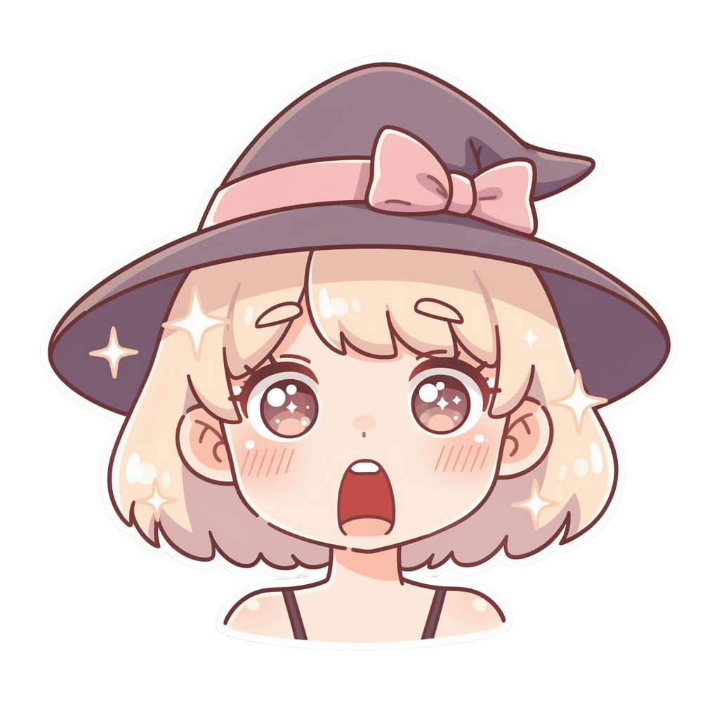 Witch — surprised Witch Twitch emote — surprised, Kawaii style