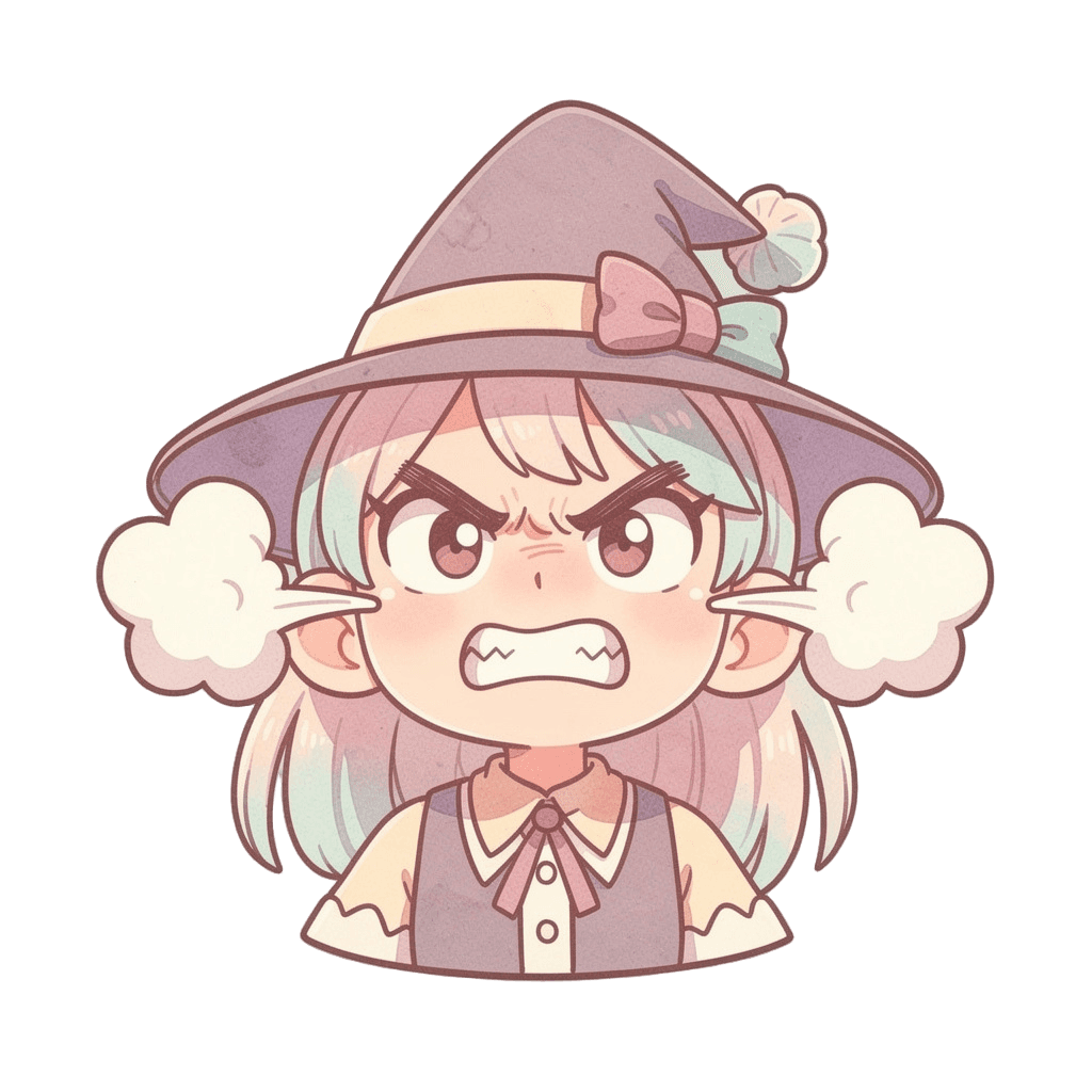 Witch — angry Witch Twitch emote — angry, Pastel style