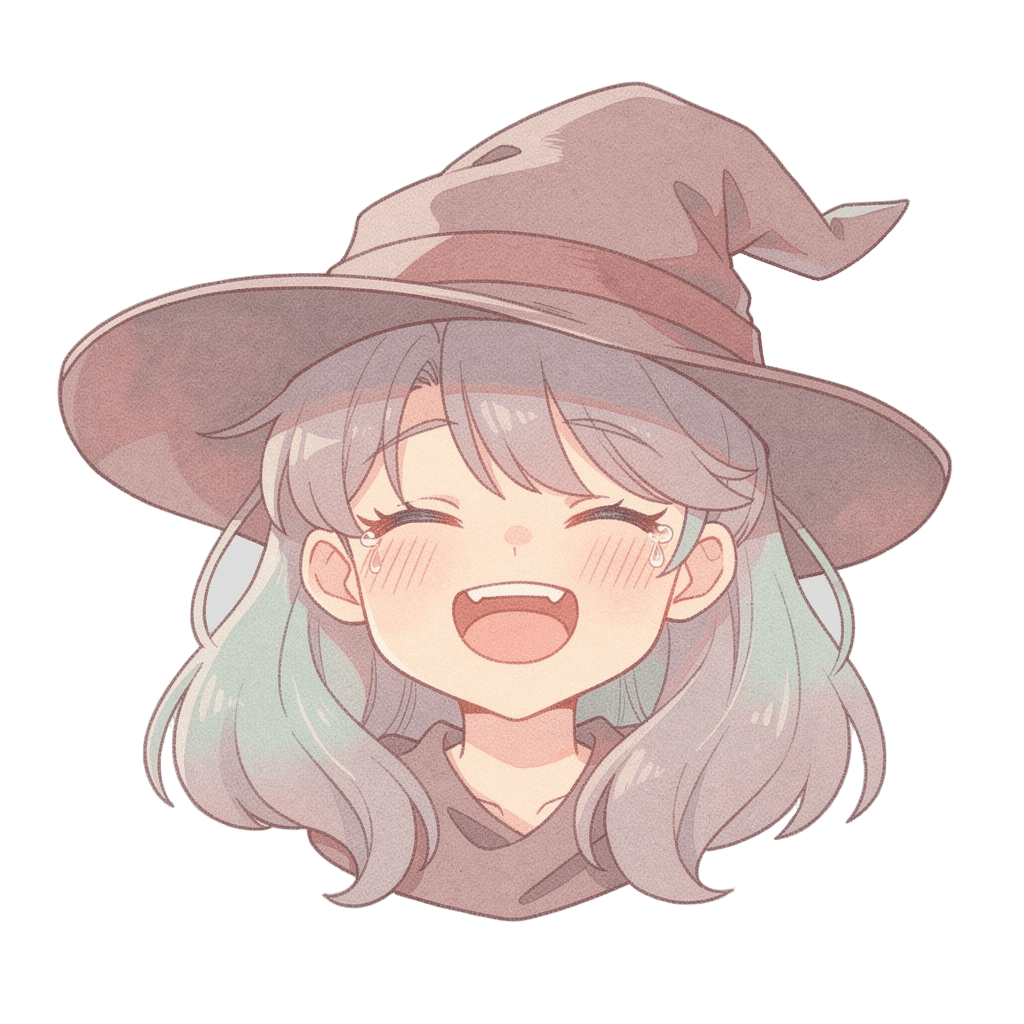 Witch — laughing Witch Twitch emote — laughing, Pastel style