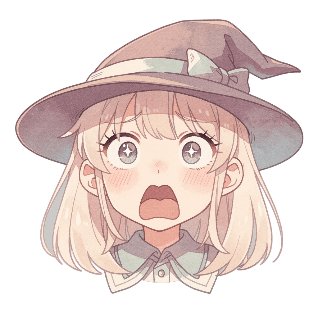 Witch — surprised Witch Twitch emote — surprised, Pastel style