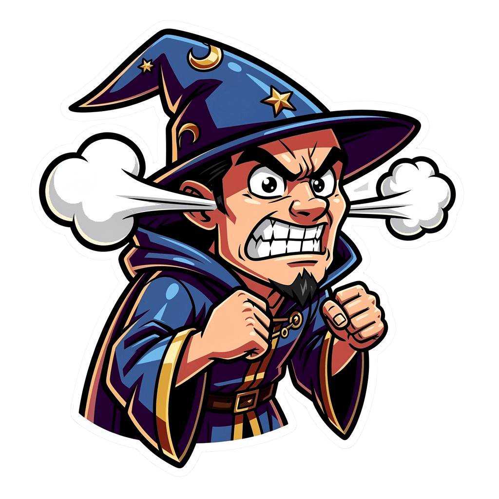 Wizard — angry Wizard Twitch emote — angry, Cartoon style