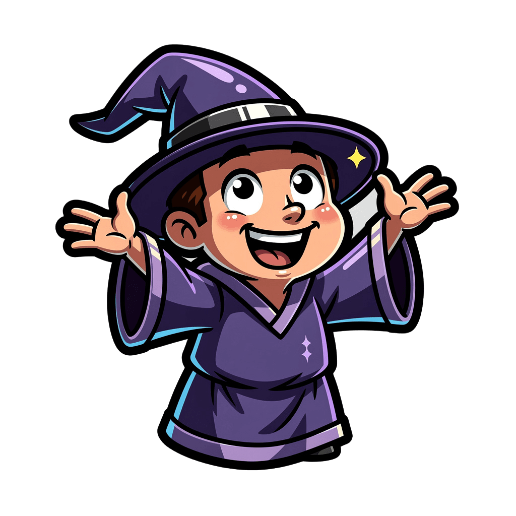 Wizard — happy Wizard Twitch emote — happy, Cartoon style