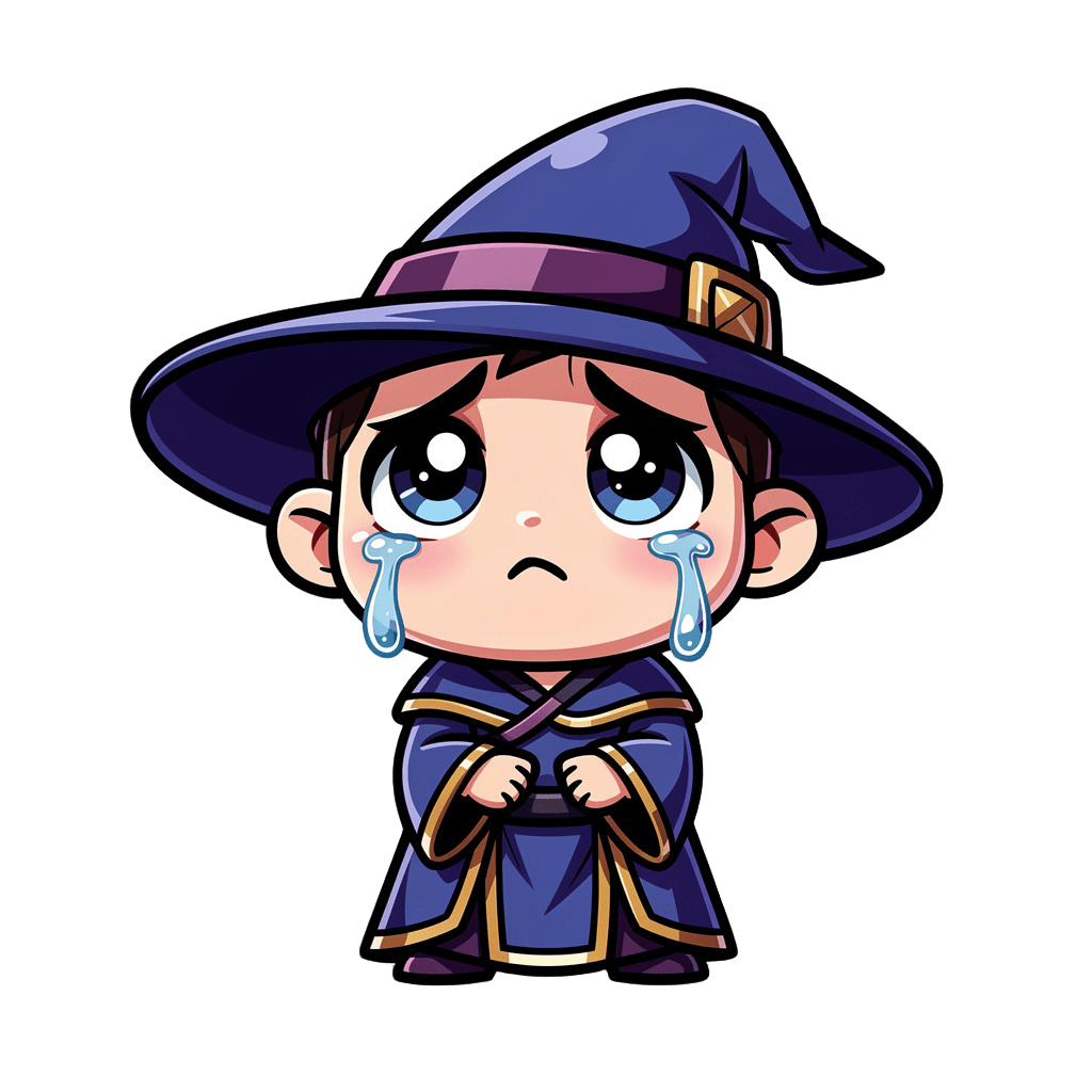 Wizard — sad Wizard Twitch emote — sad, Cartoon style