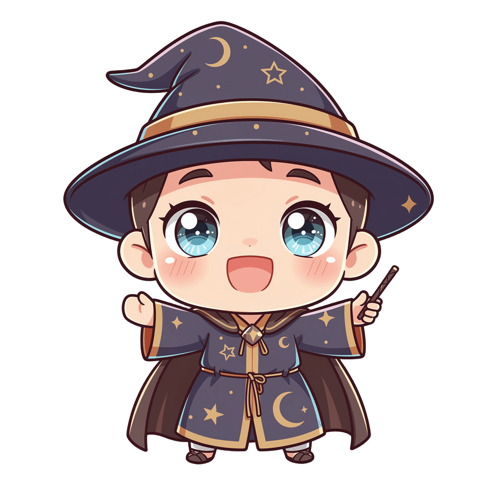 Wizard — happy Wizard Twitch emote — happy, Chibi style