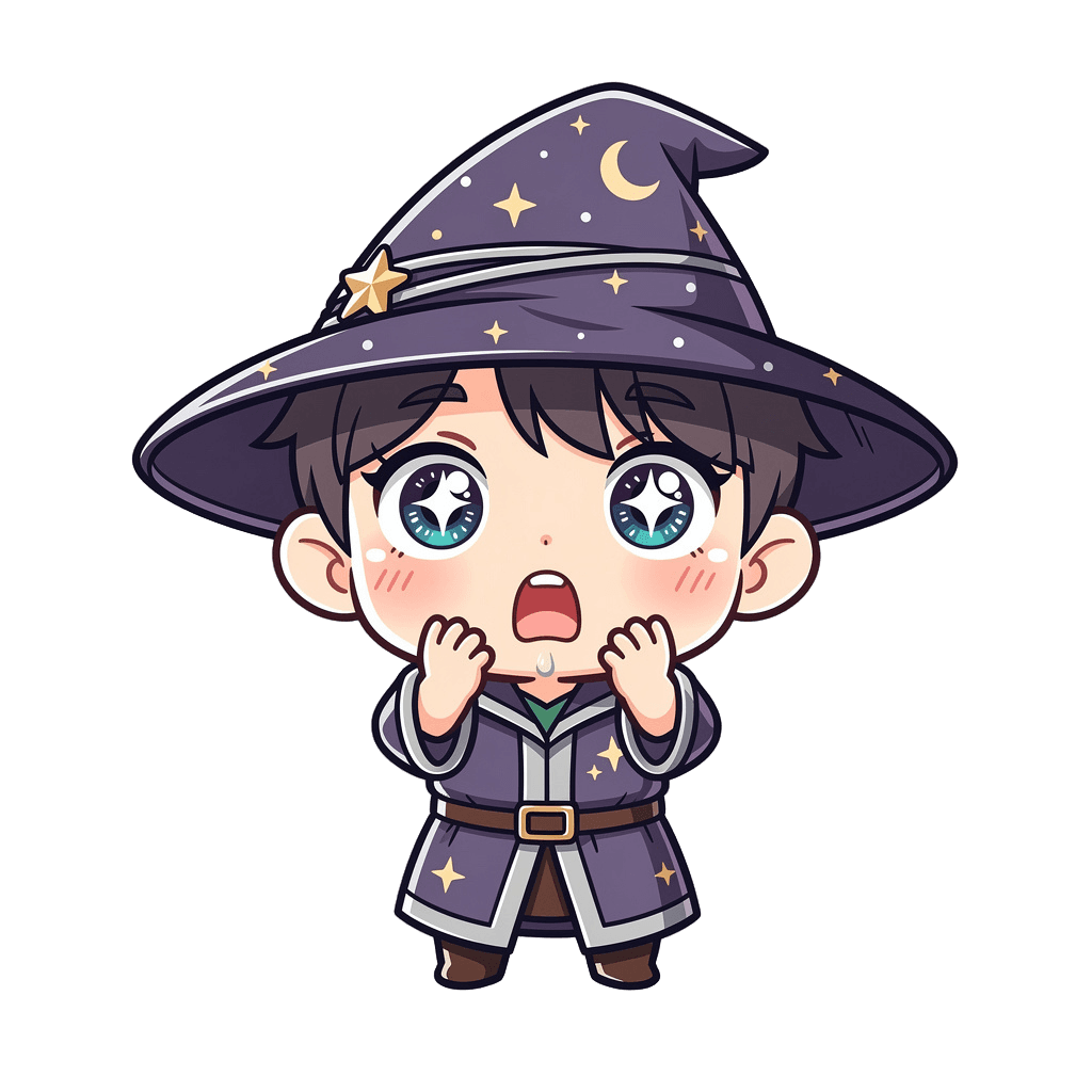 Wizard — surprised Wizard Twitch emote — surprised, Chibi style