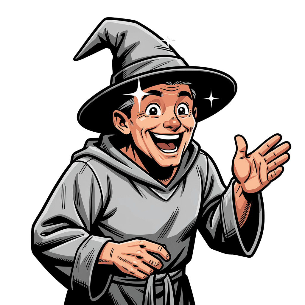 Wizard — happy Wizard Twitch emote — happy, Comic style