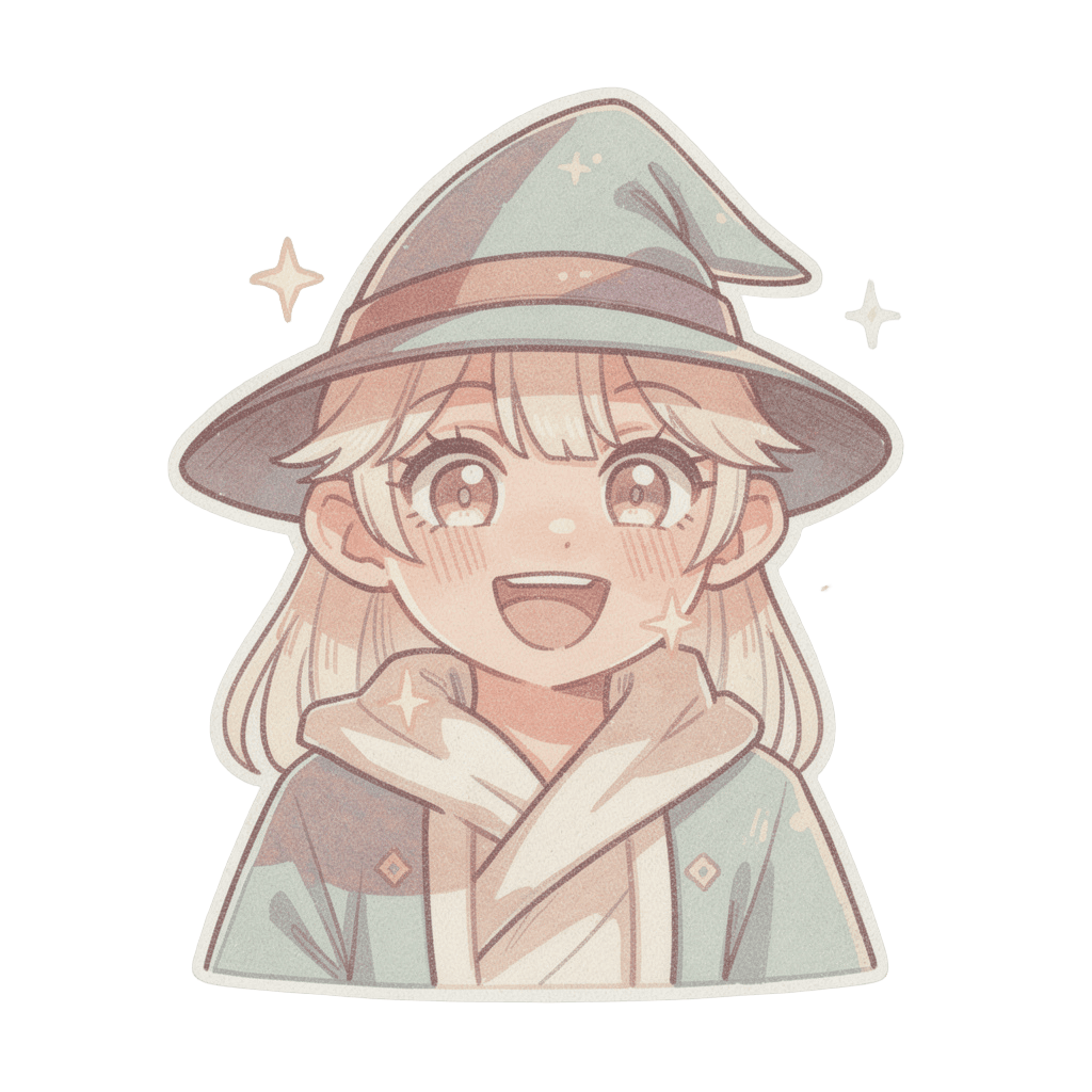 Wizard — happy Wizard Twitch emote — happy, Pastel style