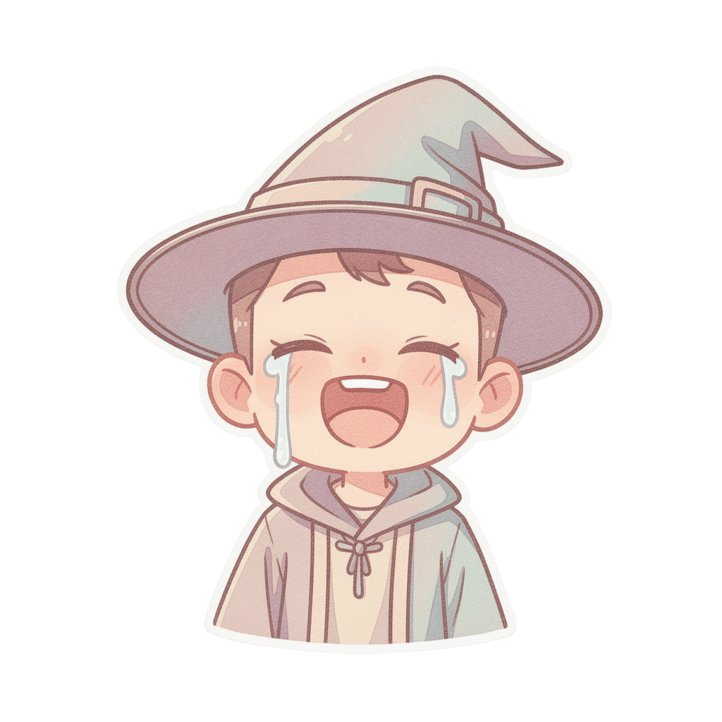 Wizard — laughing Wizard Twitch emote — laughing, Pastel style