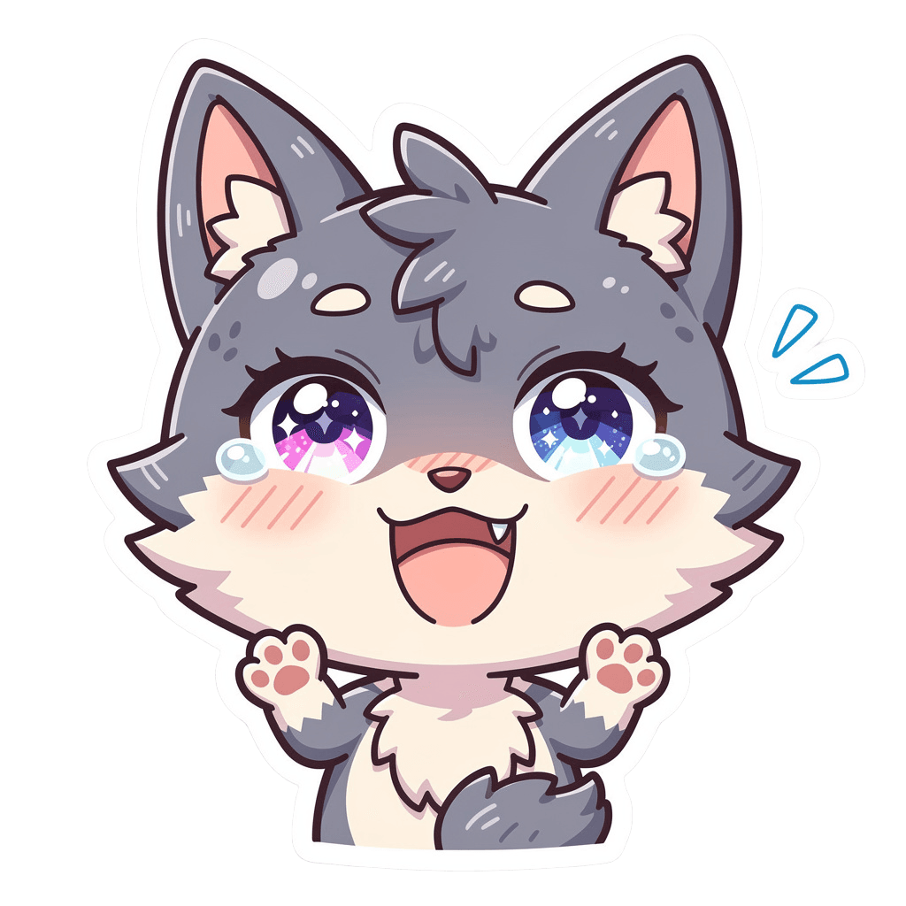 Wolf — laughing Wolf Twitch emote — laughing, Anime style
