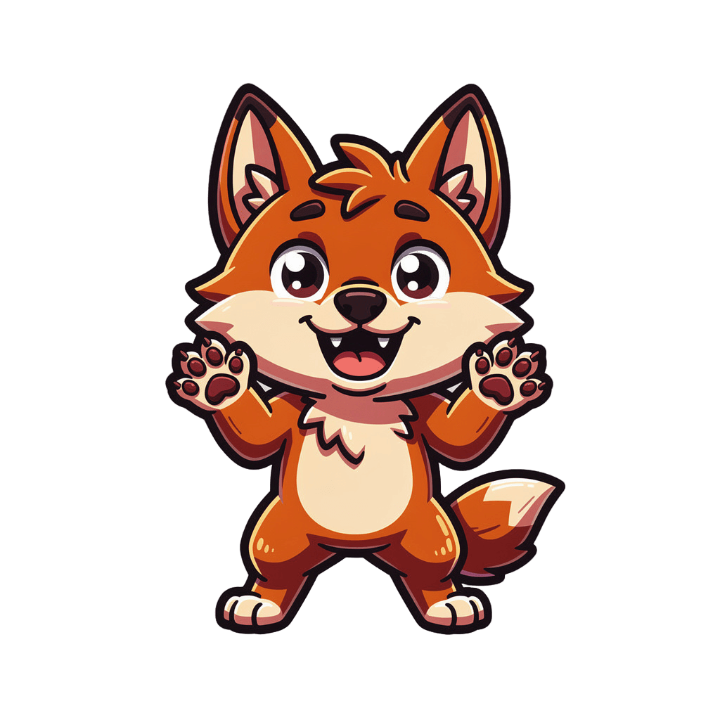 Wolf — happy Wolf Twitch emote — happy, Cartoon style