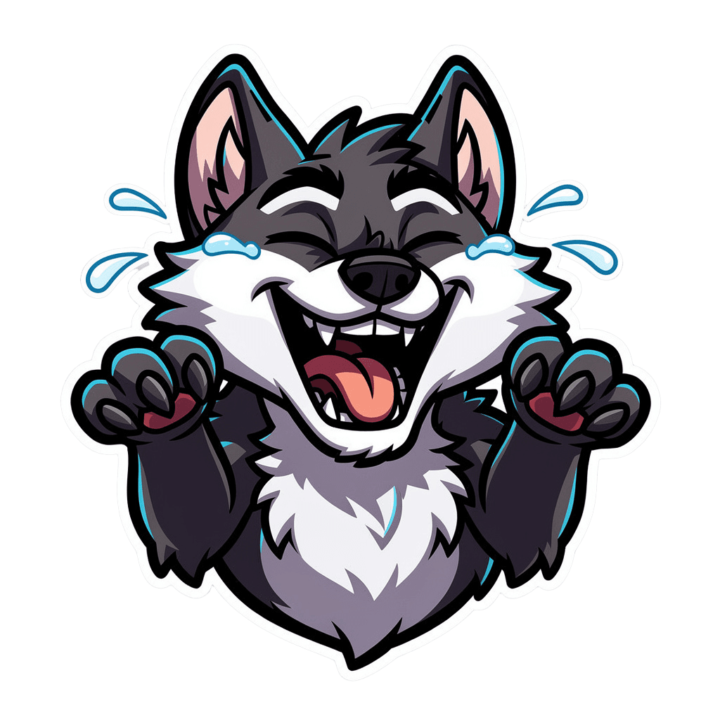 Wolf — laughing Wolf Twitch emote — laughing, Cartoon style