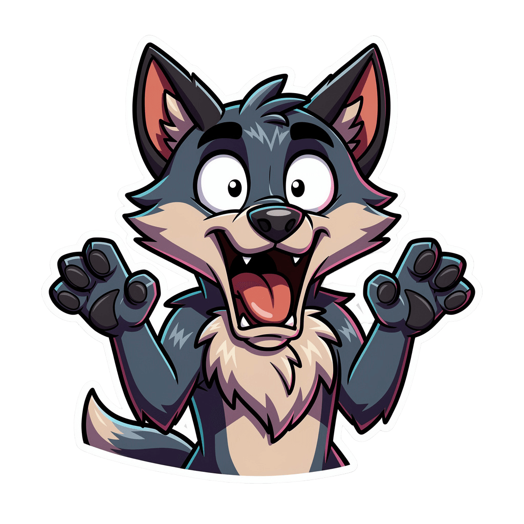 Wolf — surprised Wolf Twitch emote — surprised, Cartoon style
