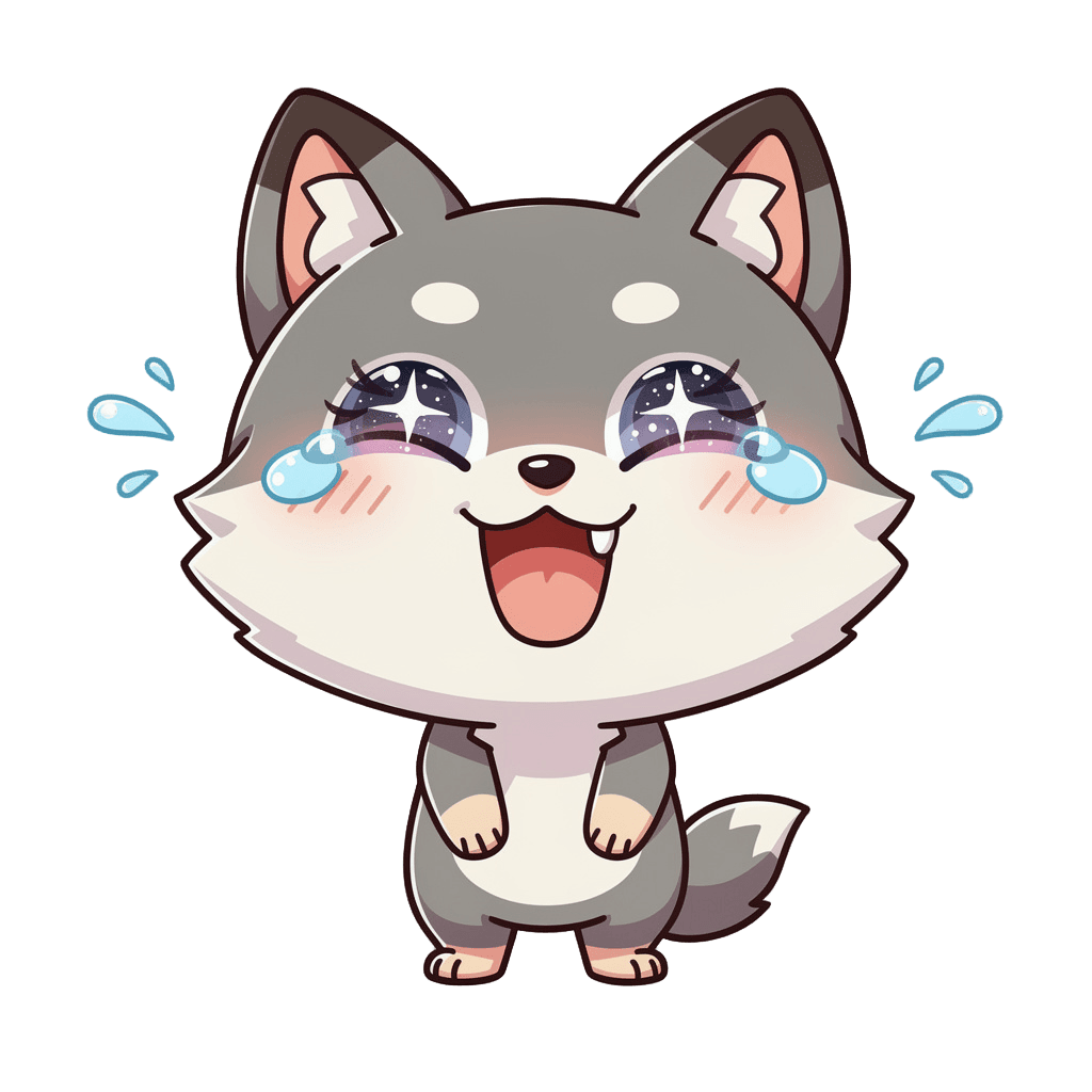 Wolf — laughing Wolf Twitch emote — laughing, Chibi style