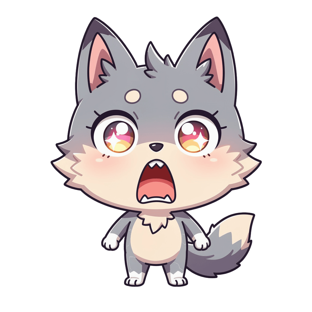 Wolf — surprised Wolf Twitch emote — surprised, Chibi style