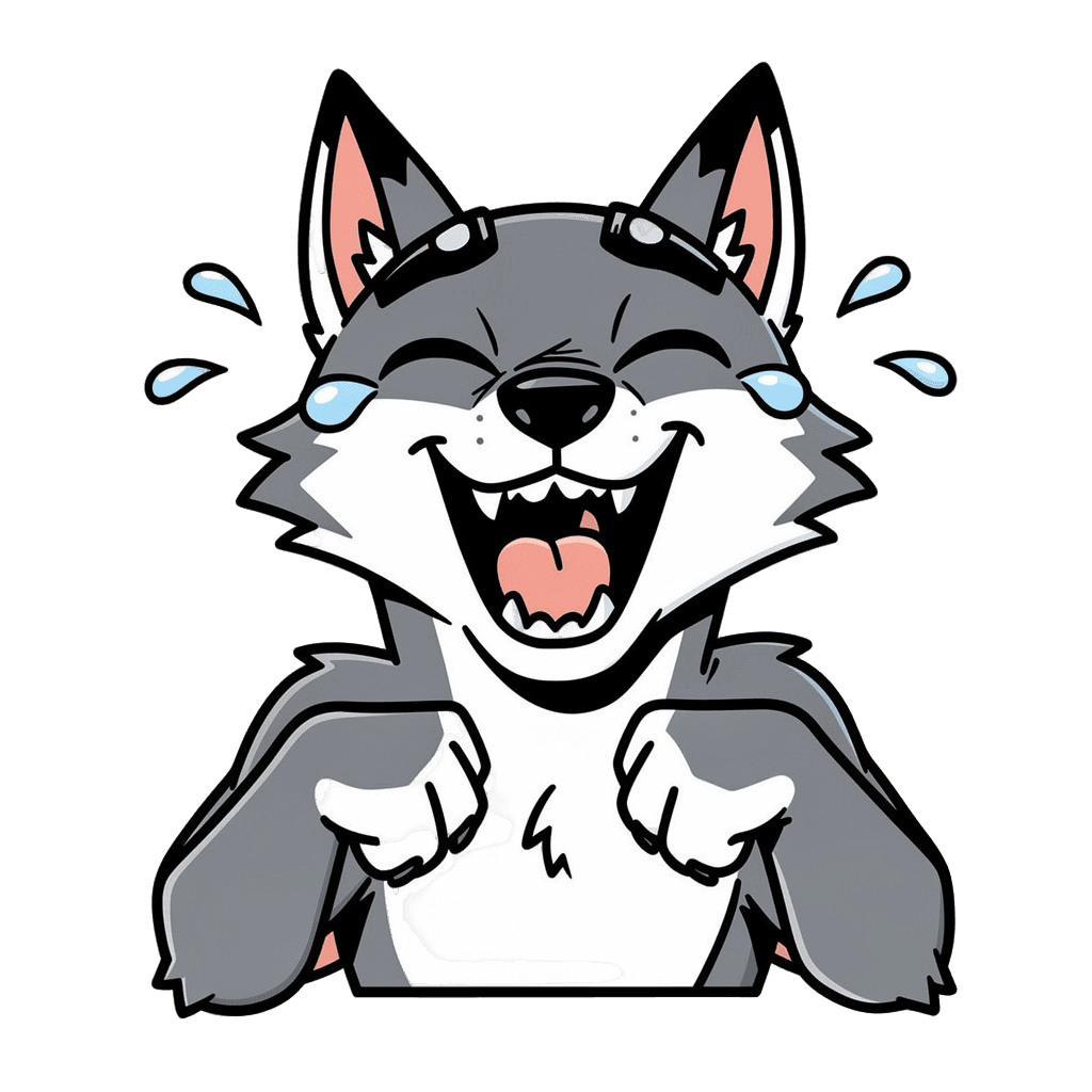 Wolf — laughing Wolf Twitch emote — laughing, Comic style