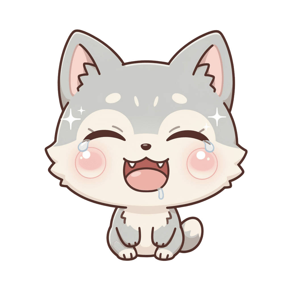Wolf — laughing Wolf Twitch emote — laughing, Kawaii style