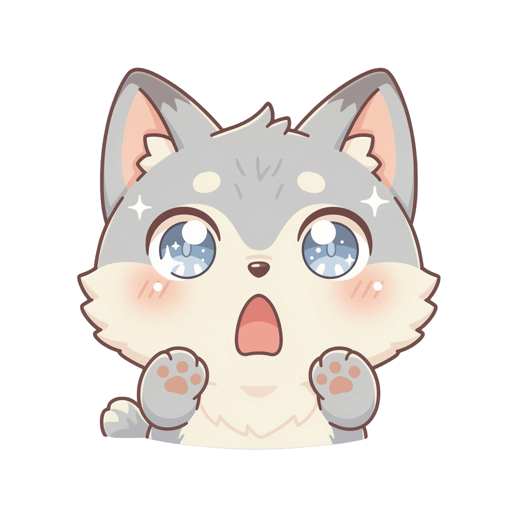 Wolf — surprised Wolf Twitch emote — surprised, Kawaii style