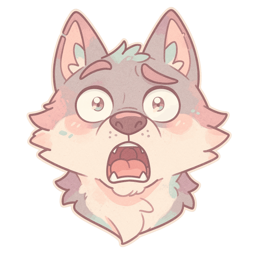 Wolf — surprised Wolf Twitch emote — surprised, Pastel style