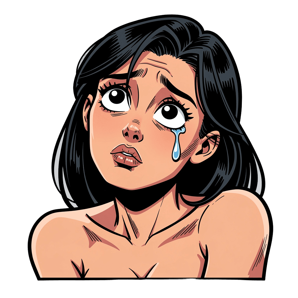Woman — sad Woman Twitch emote — sad, Comic style
