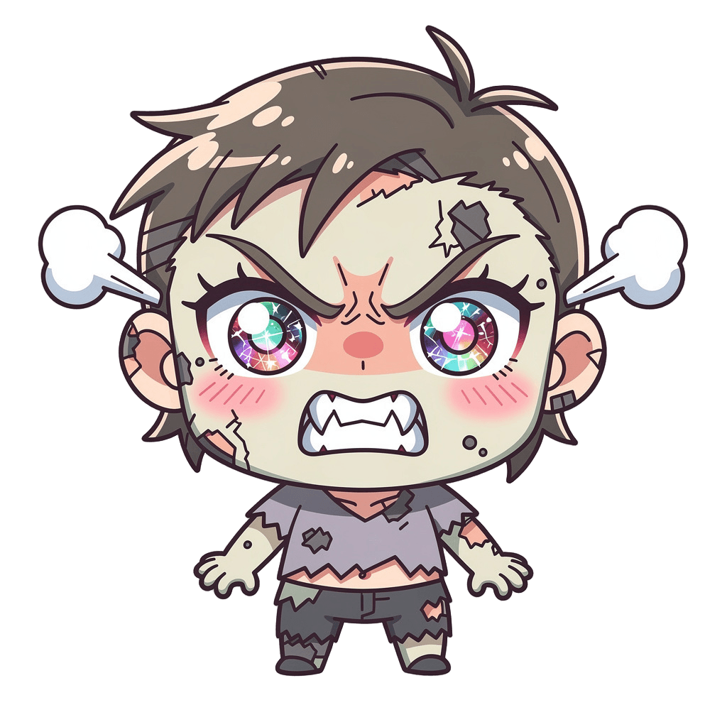 Zombie — angry Zombie Twitch emote — angry, Anime style